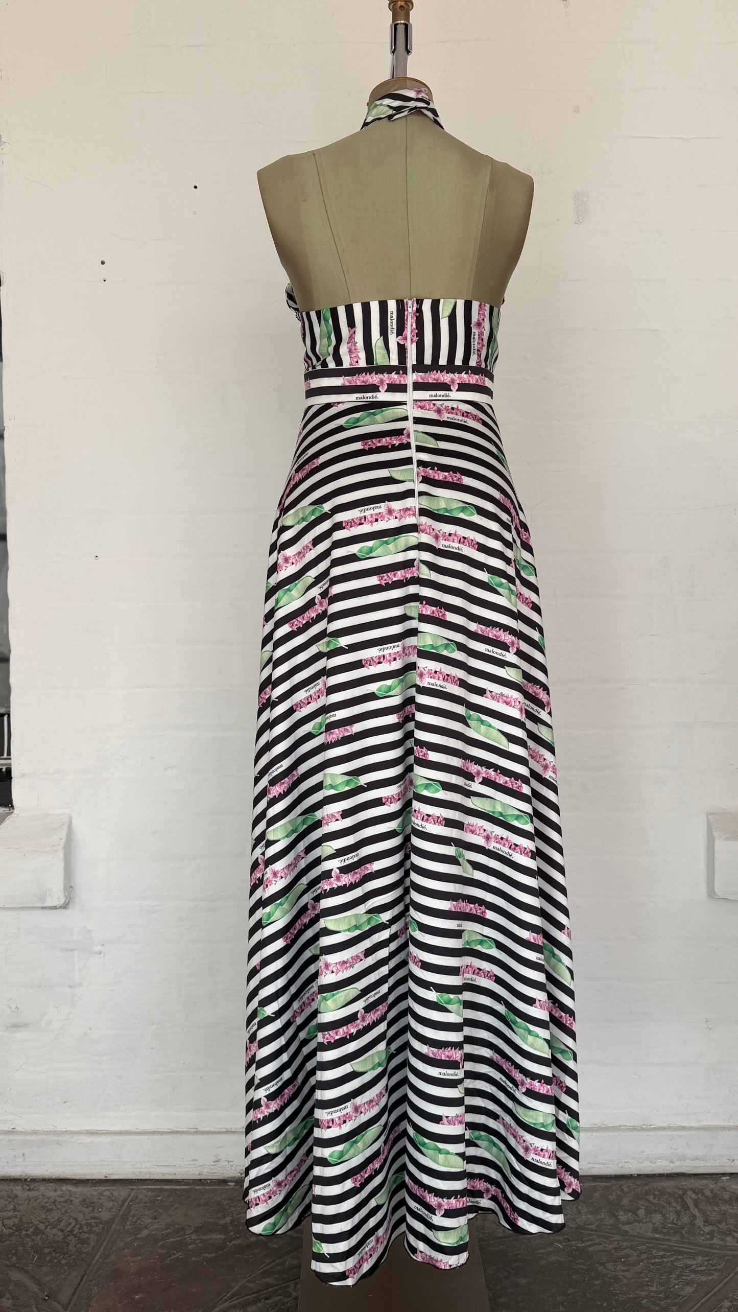 Striped Cactus Halter Cutout Maxi Dress