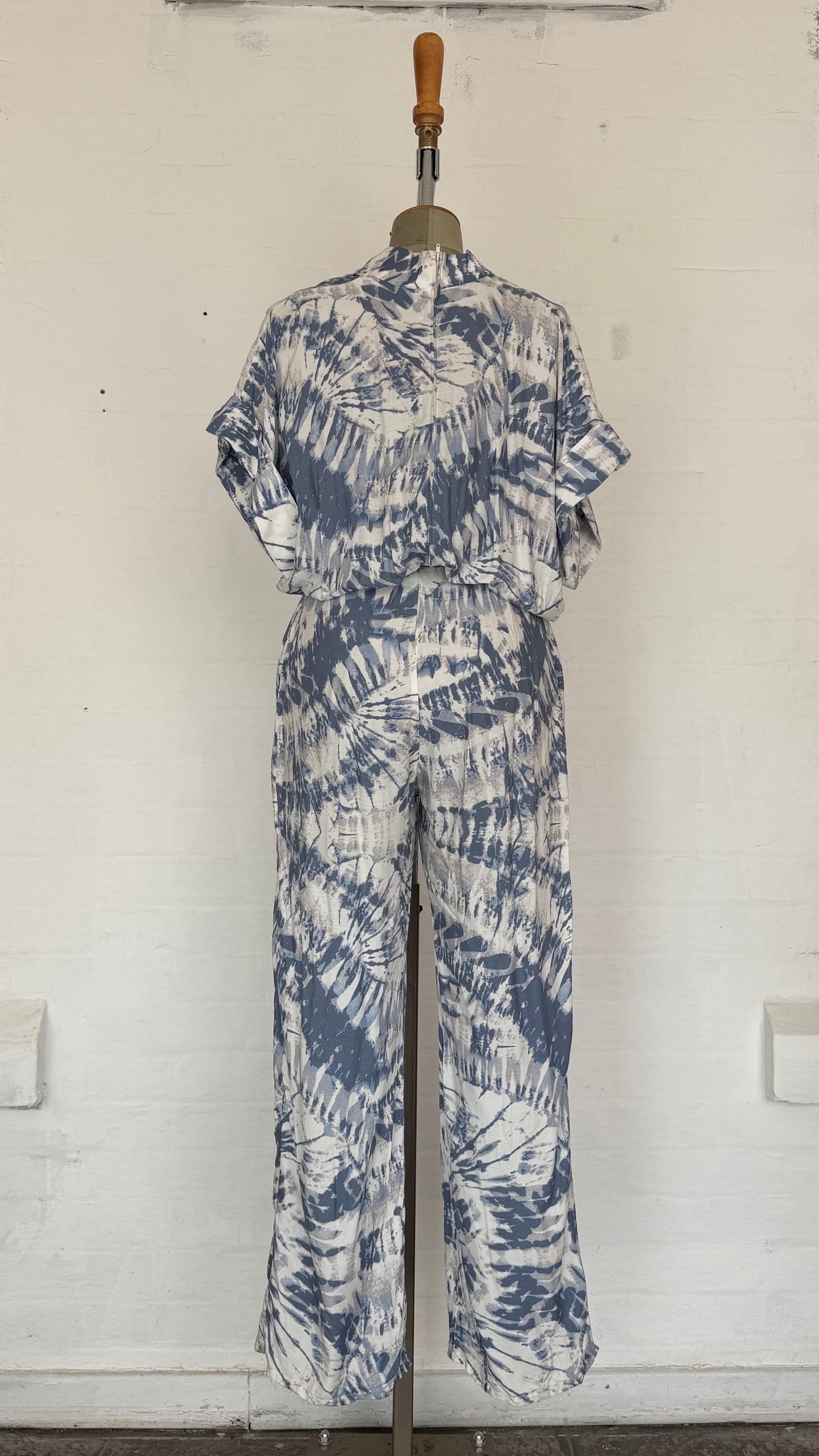 Blue Tie Dye Wide Leg Jumpsuit