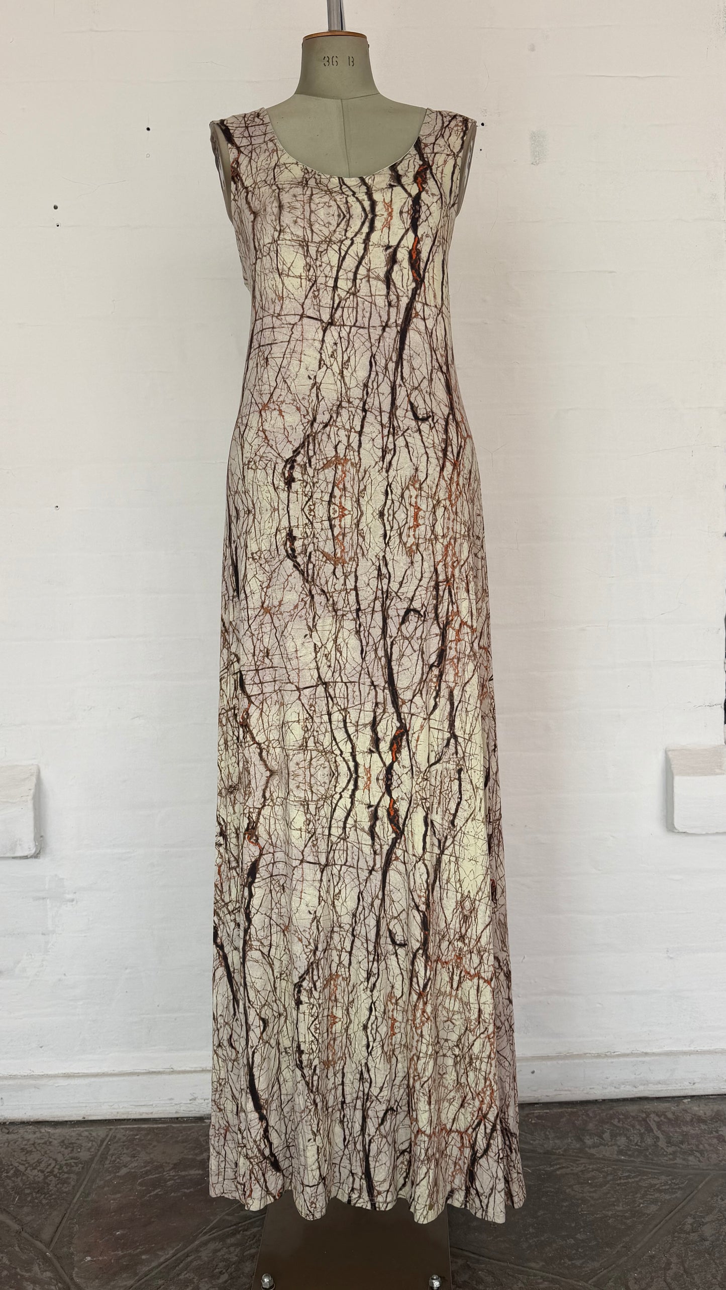 Branch Print Maxi Dress – Cream & Brown