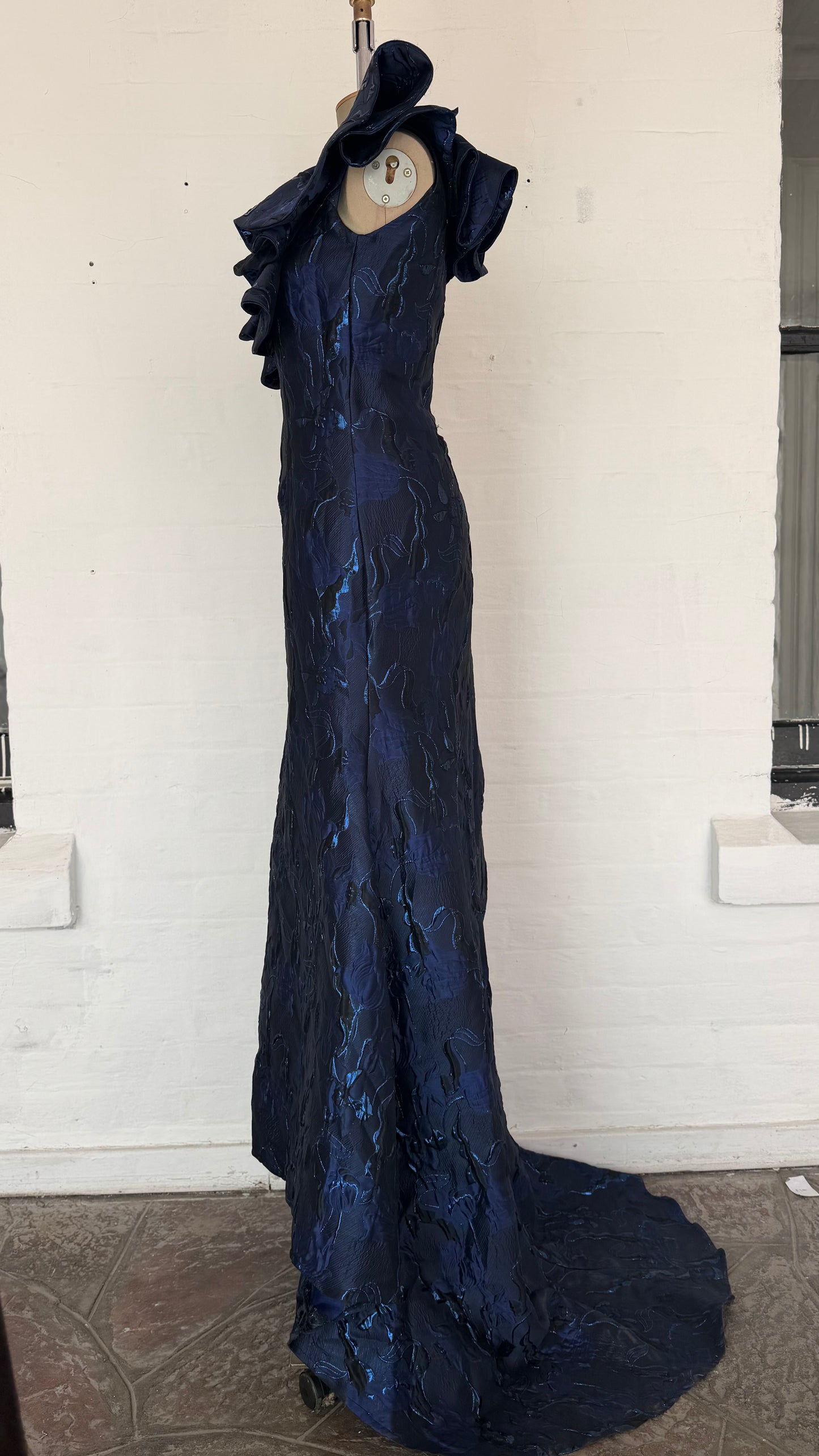Saphira Ruffle Gown – Midnight Blue
