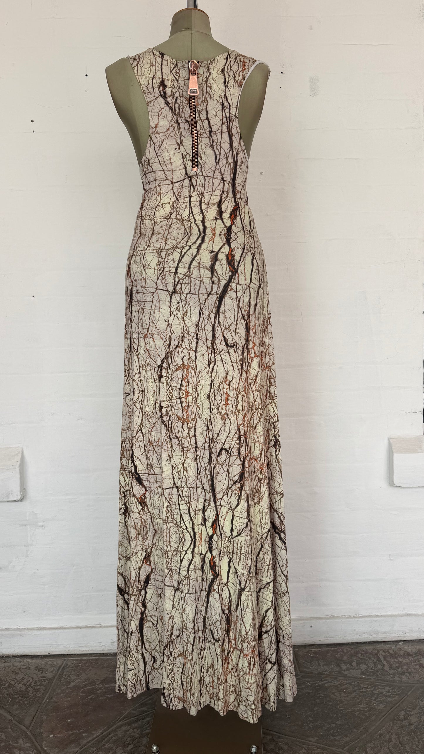 Branch Print Maxi Dress – Cream & Brown