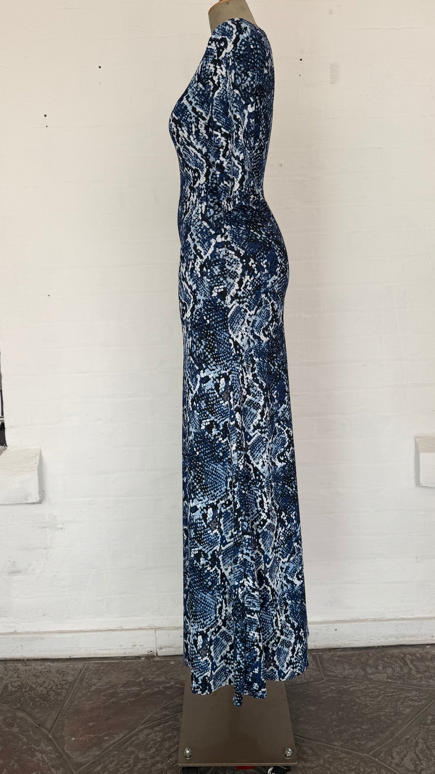 Snake Print Maxi Dress – Blue