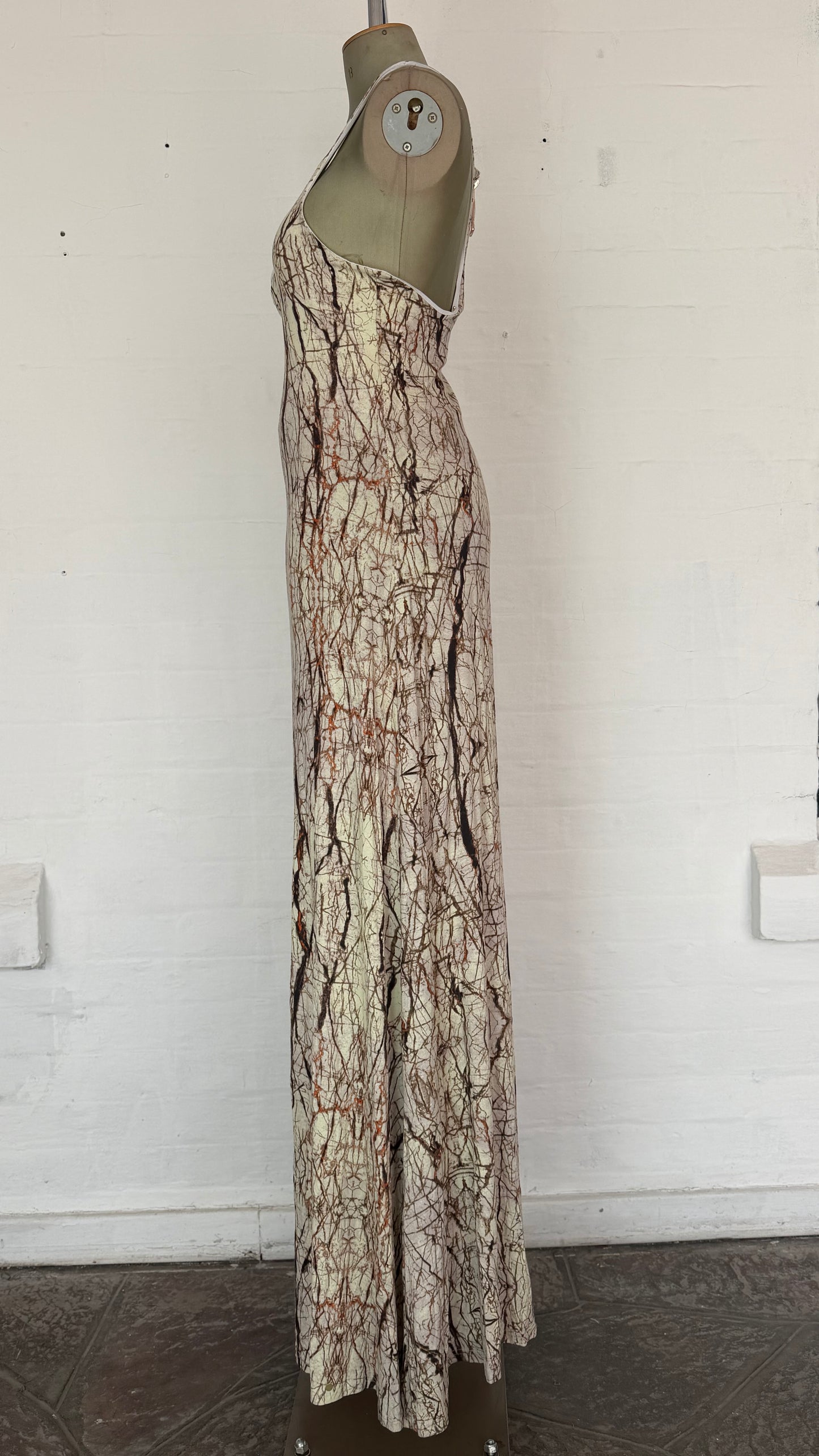Branch Print Maxi Dress – Cream & Brown