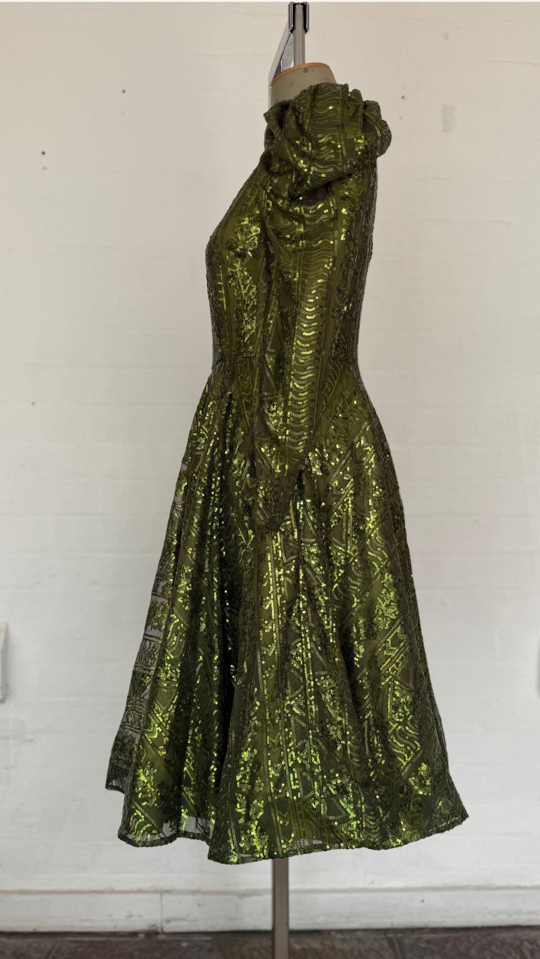 Olive Green One Shoulder Midi Dress