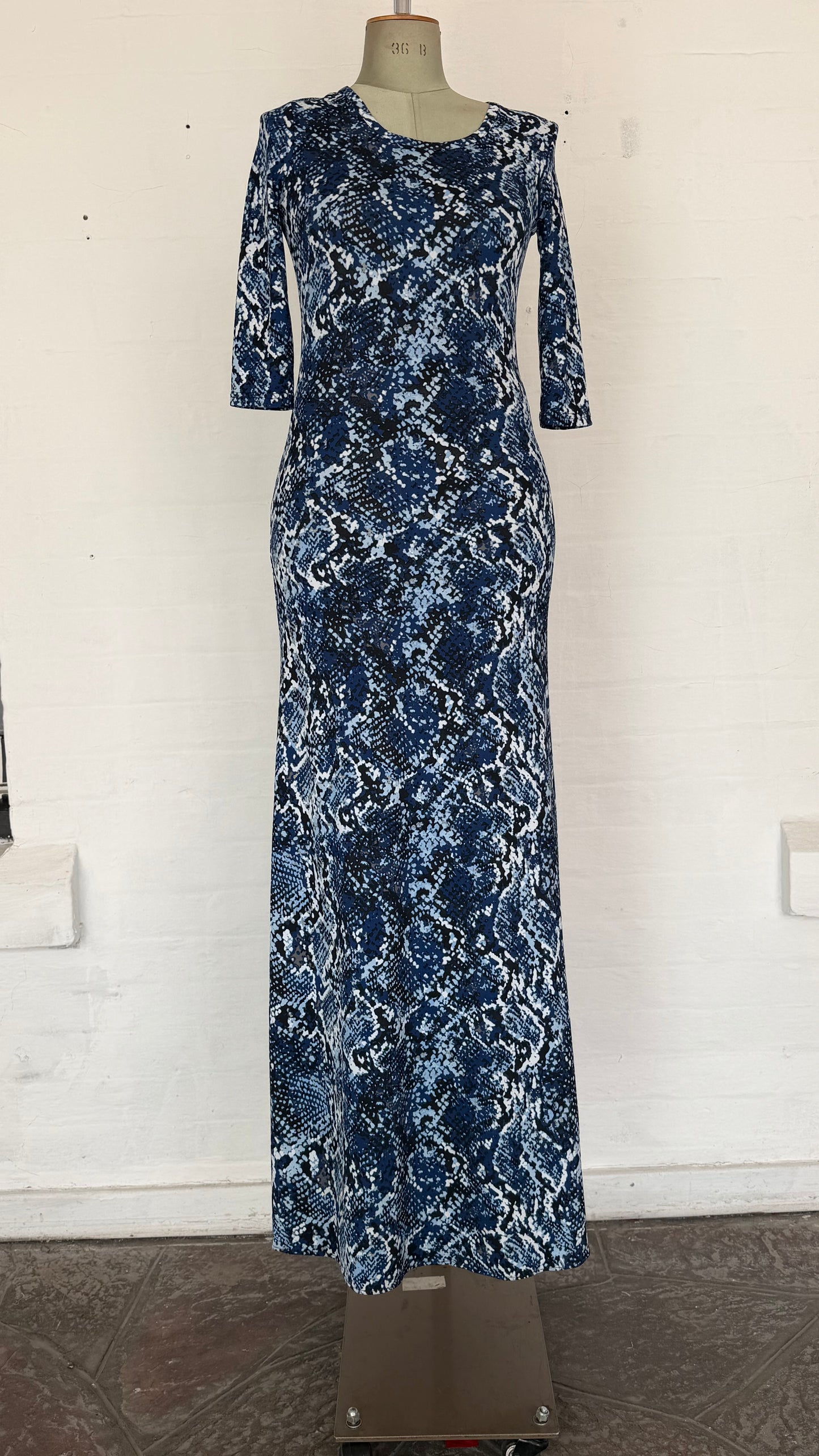 Snake Print Maxi Dress – Blue