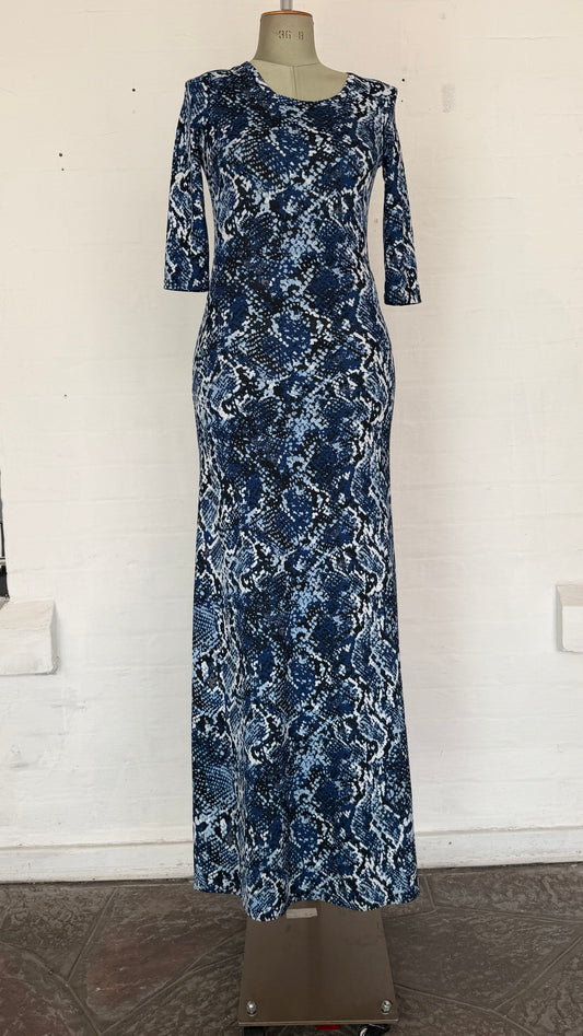 Snake Print Maxi Dress – Blue