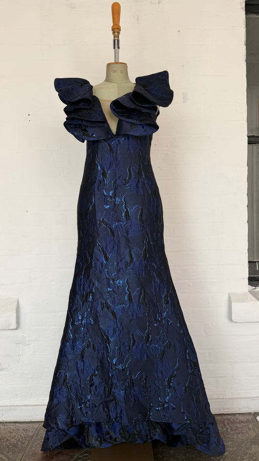 Saphira Ruffle Gown – Midnight Blue