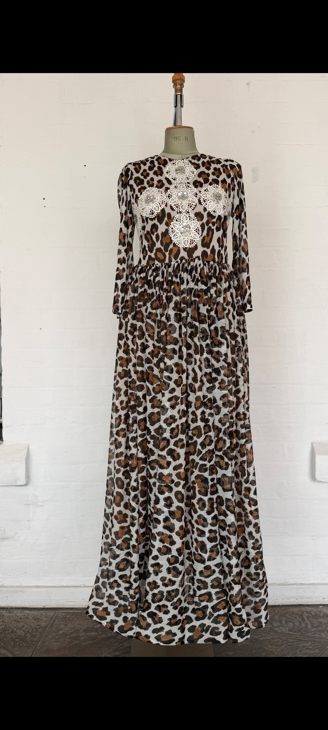 Leopard Print Lace Maxi Dress