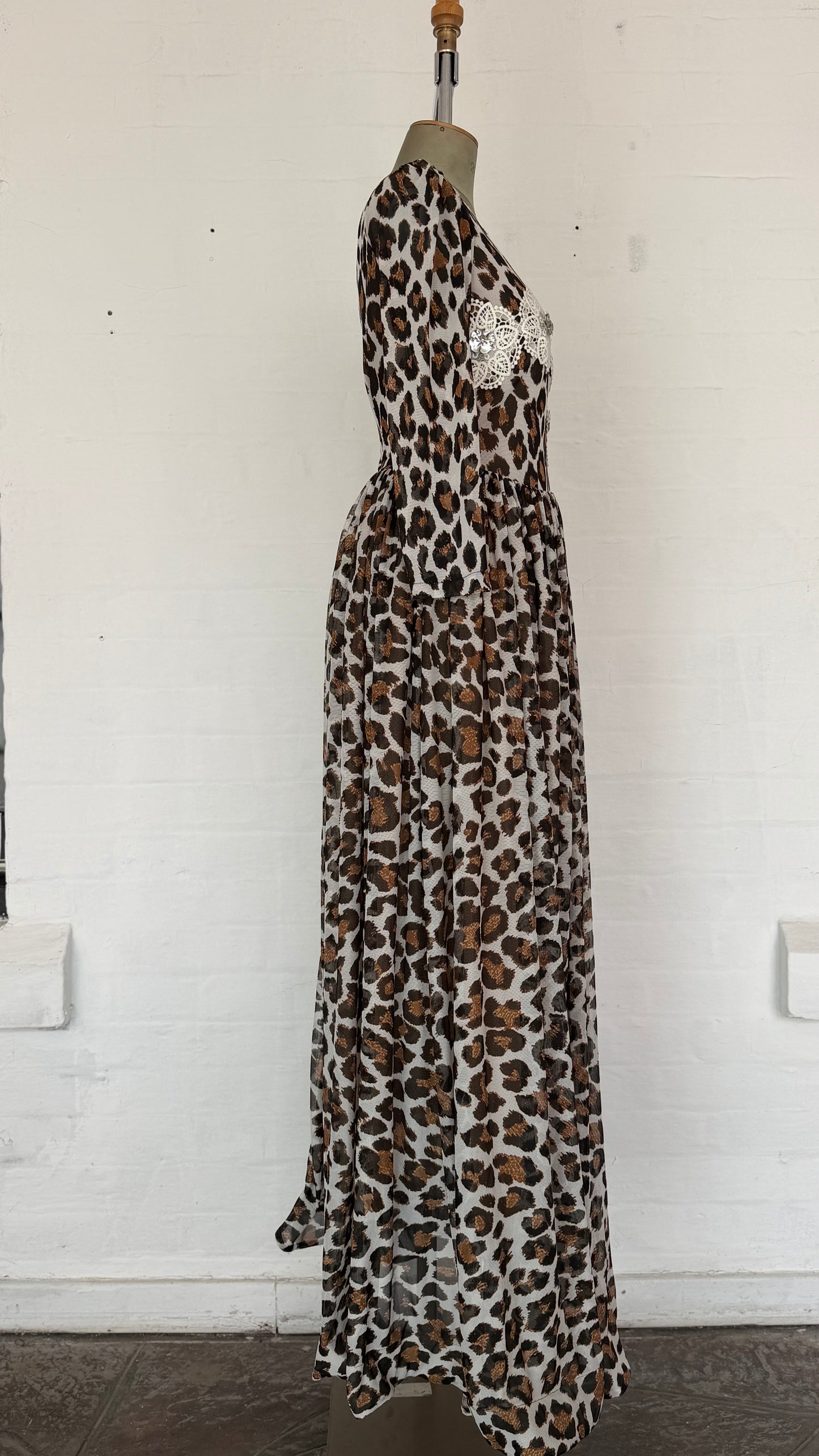 Leopard Print Lace Maxi Dress